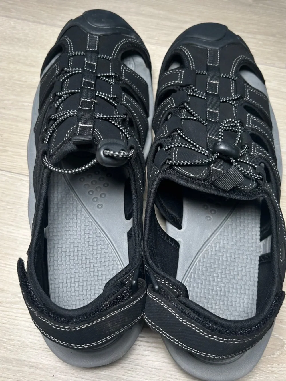 Men's Hiking Rugged Water Shoes Black Gray Outdoor Size 13